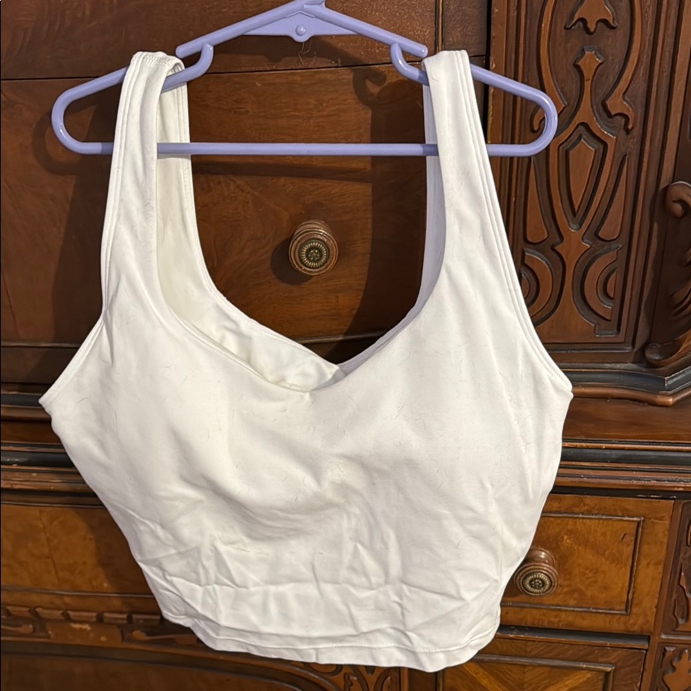 Lululemon White Scoop Neck Sleeveless Crop Top